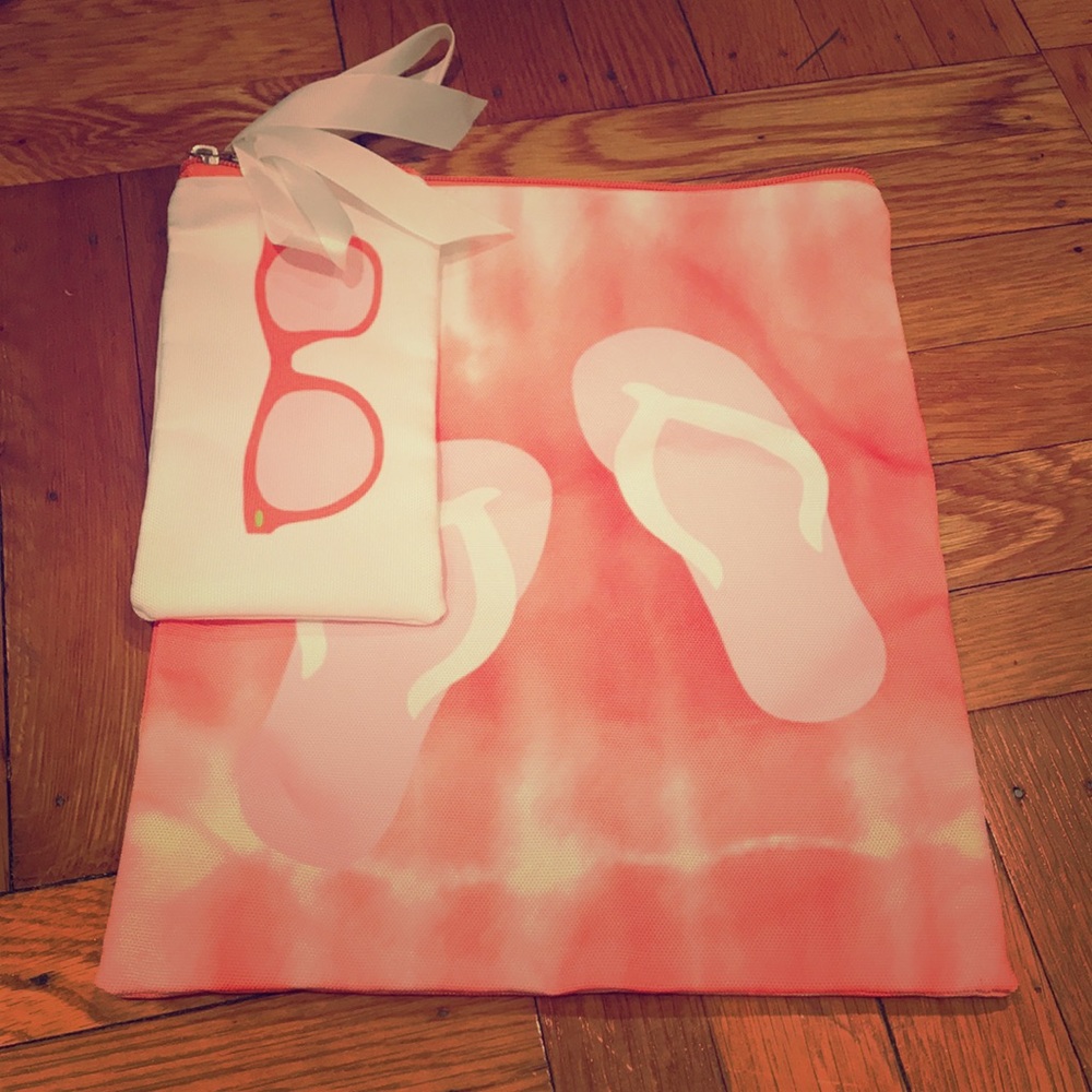 Beach Flip Flop and Sunglasses Travel Zip Pouch